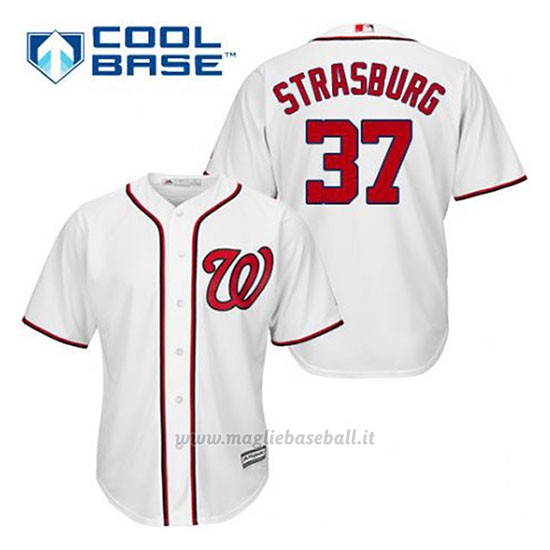 Maglia Baseball Uomo Washington Nationals Stephen Strasburg 37 Bianco 1ªCool Base